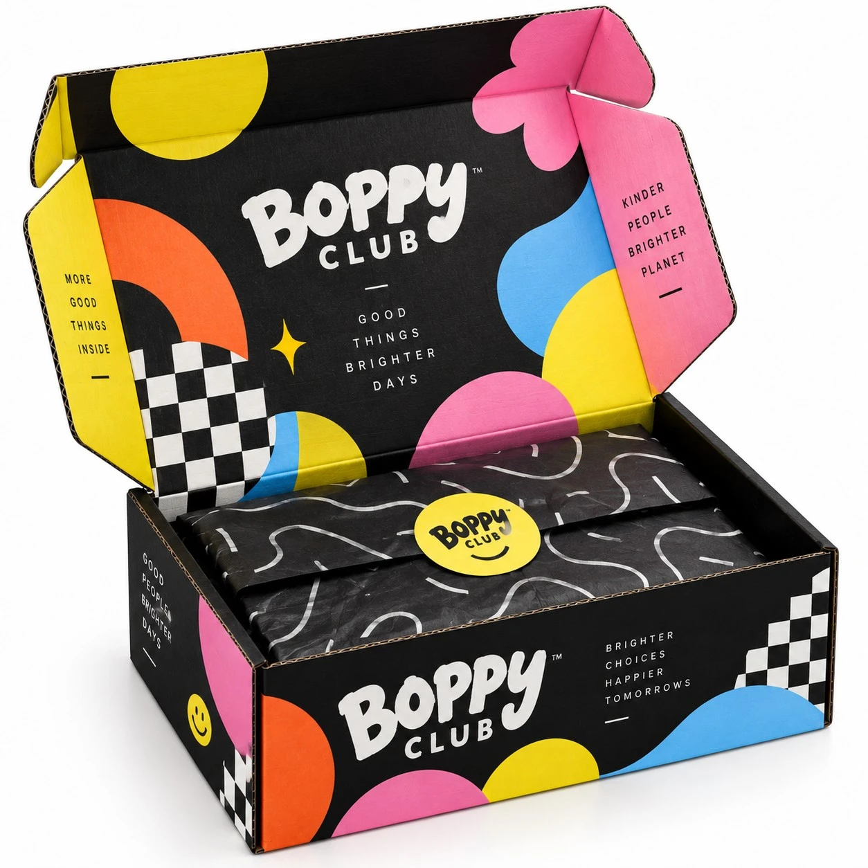 black cardboard boxes boppy club colorful mailer.webp