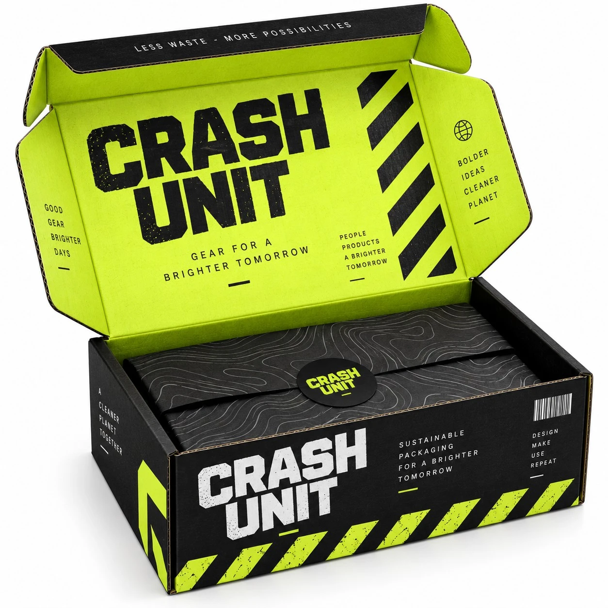 black cardboard boxes crash unit open mailer.webp