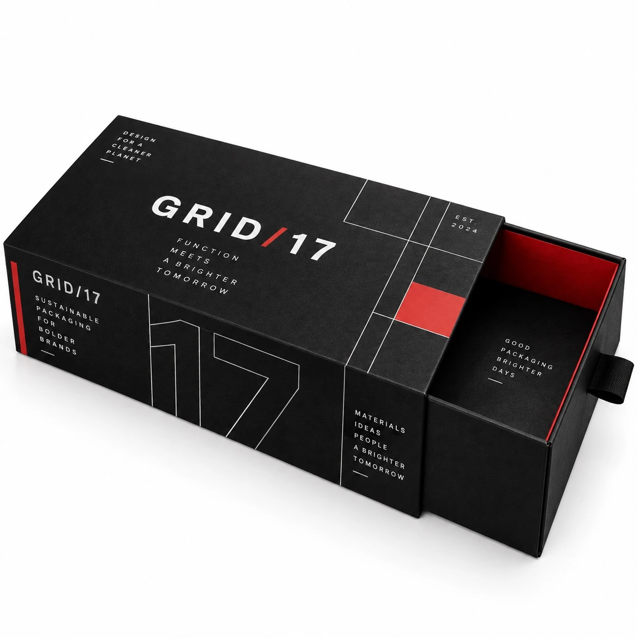 black cardboard boxes grid17 drawer sleeve.webp