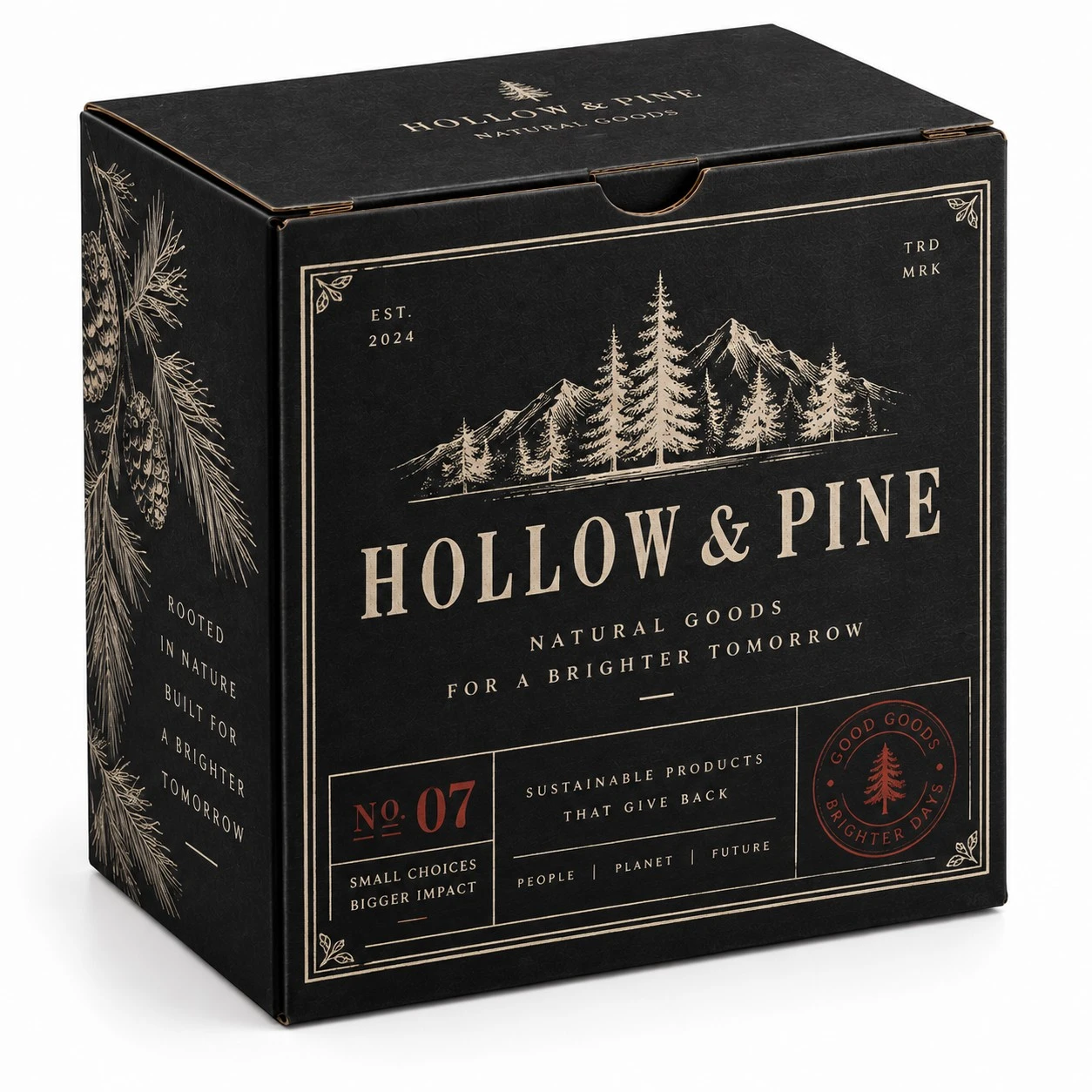black cardboard boxes hollow pine vintage.webp