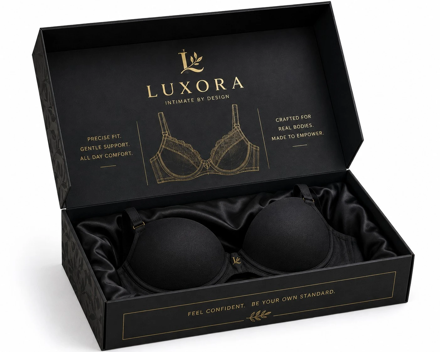 black gold luxury custom bra rigid gift box