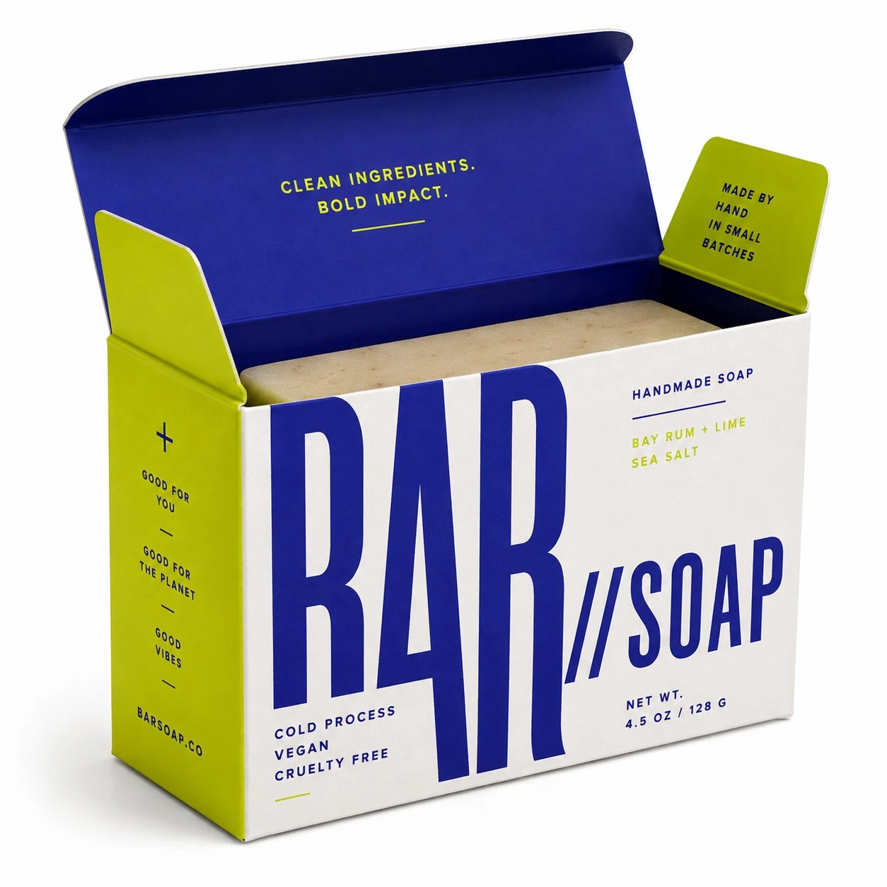 bold custom handmade soap box open tuck carton