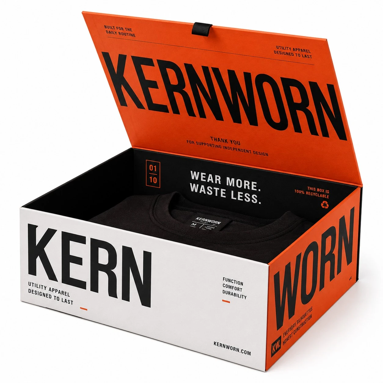 bold typography custom apparel gift box
