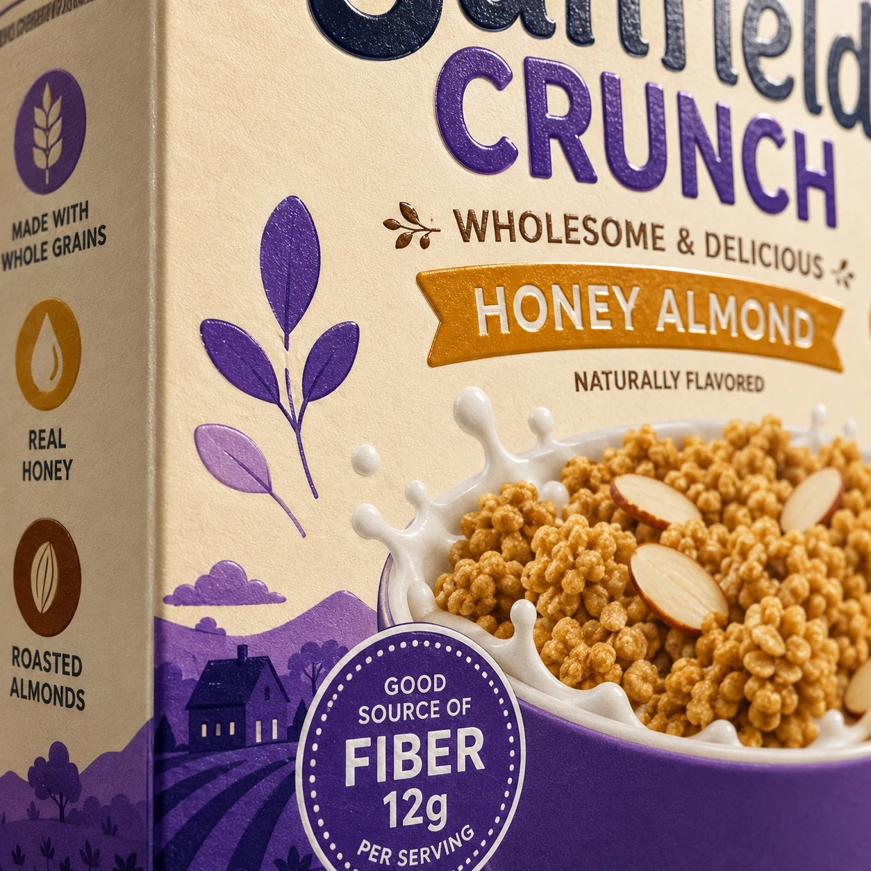 breakfast cereal box macro print detail