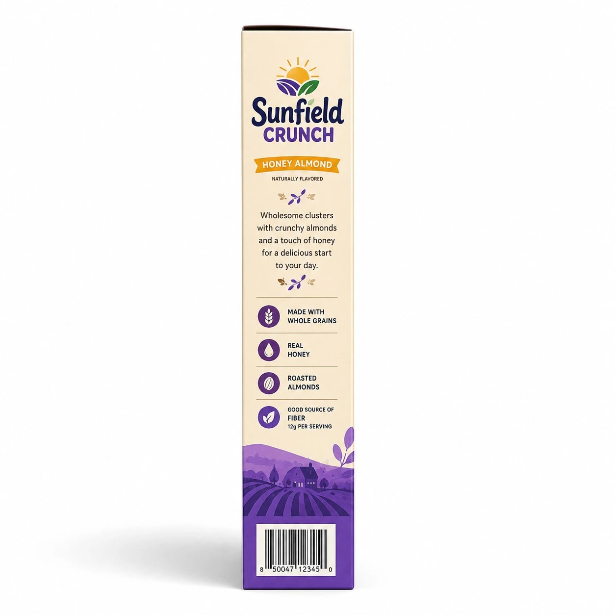 breakfast cereal box side profile sunfield crunch