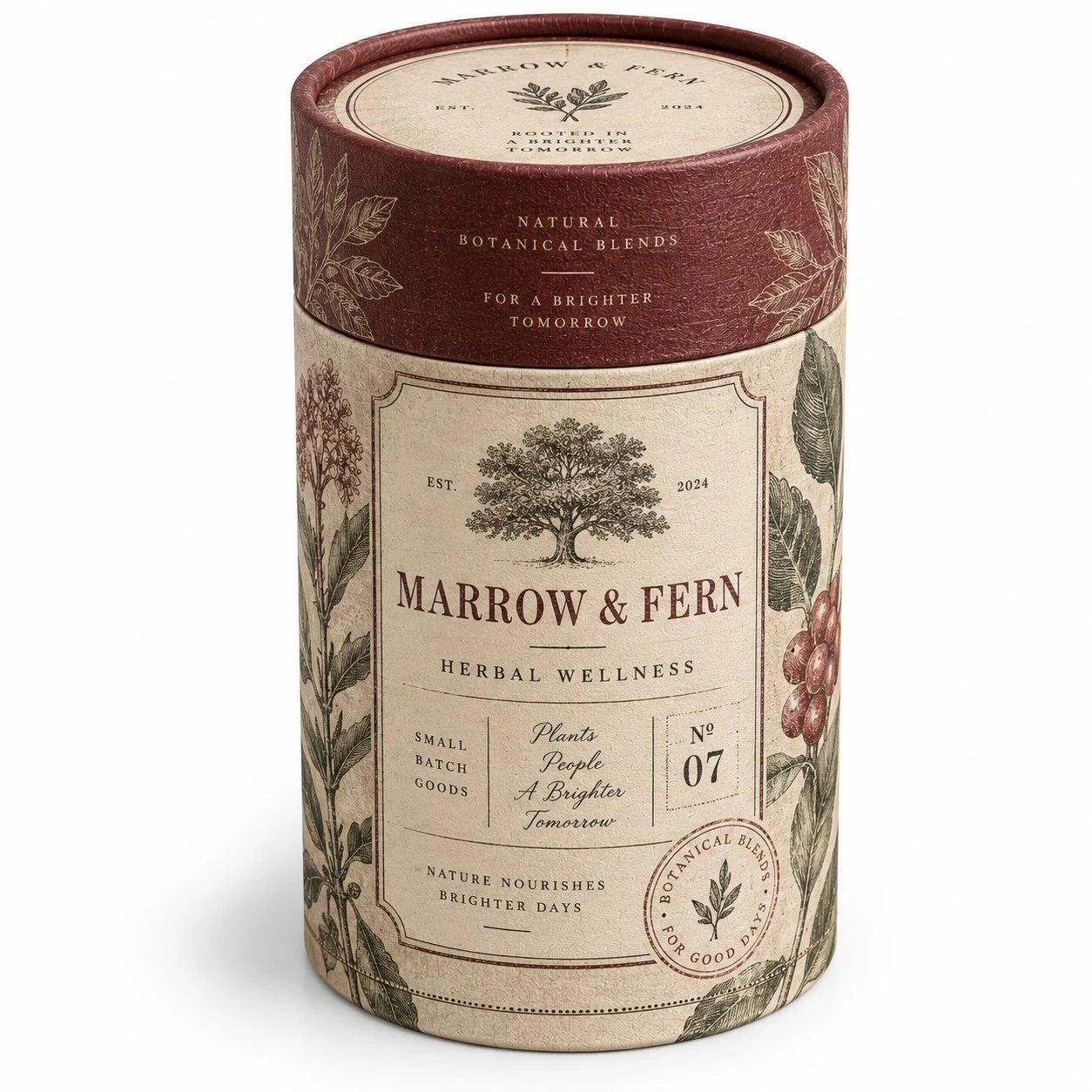 cardboard cylinder packaging marrow fern vintage.webp