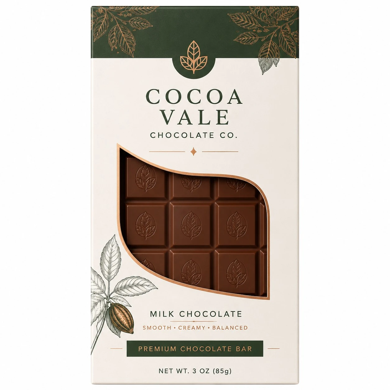 chocolate bar packaging straight front window