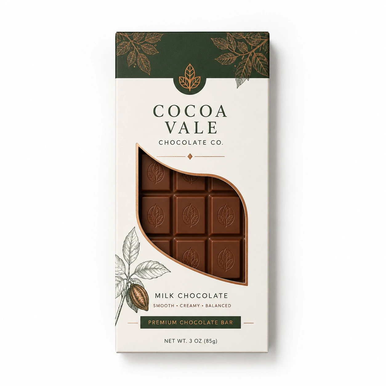 chocolate bar packaging top down window box