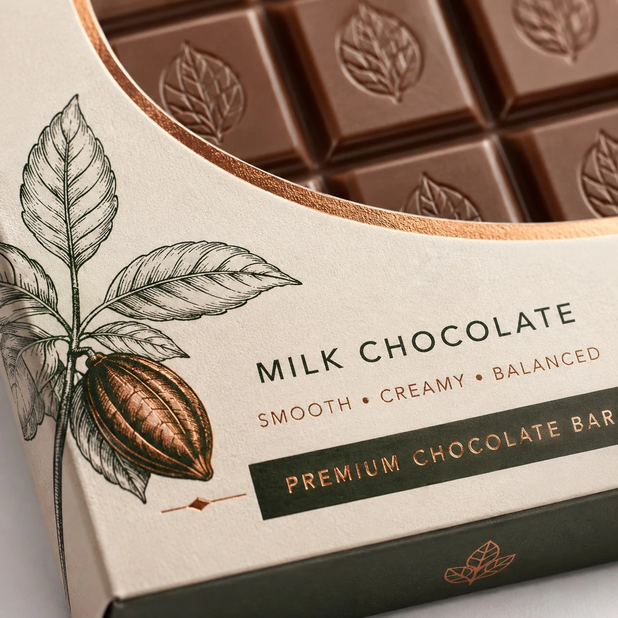 chocolate bar packaging window print detail