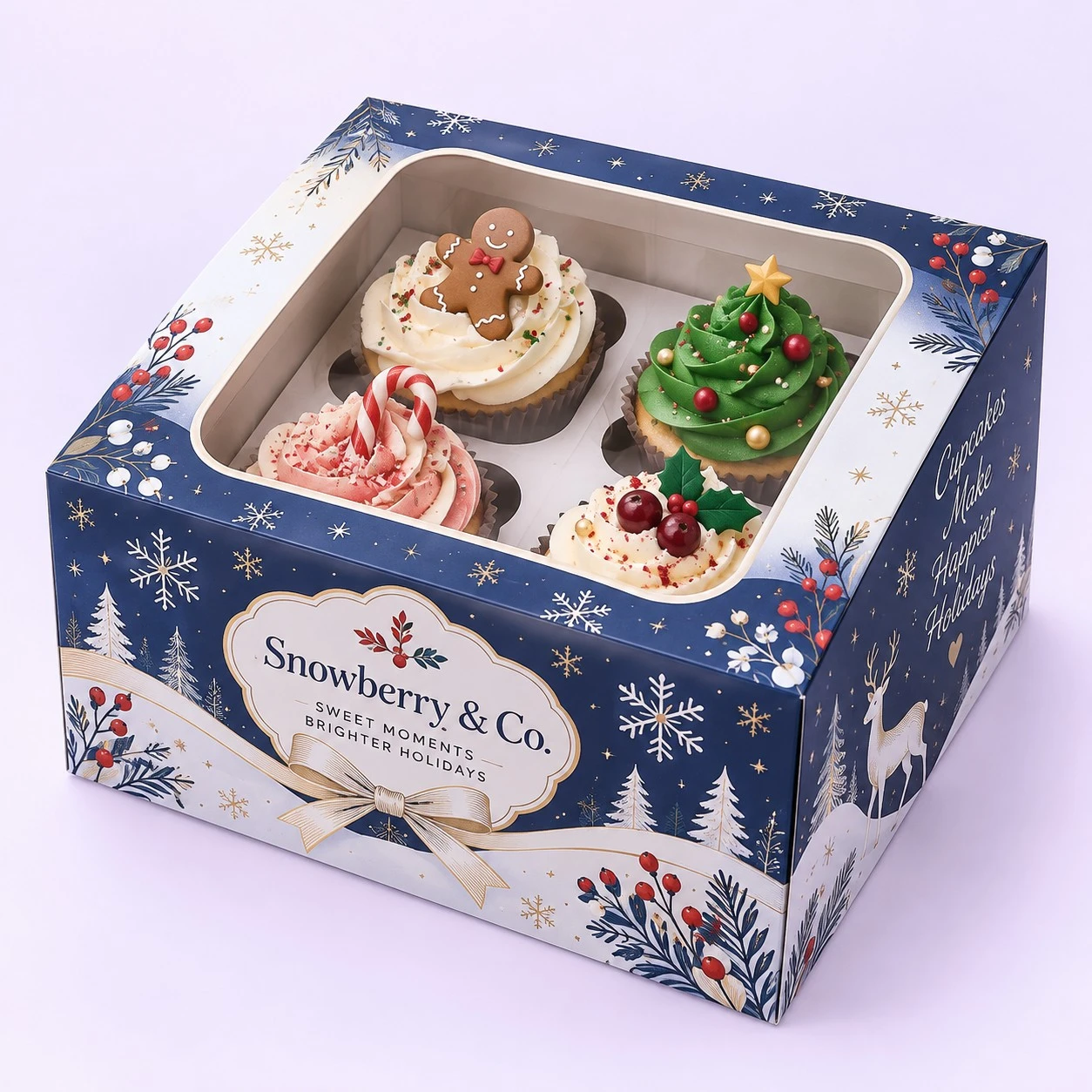 Custom Christmas Cupcake Boxes