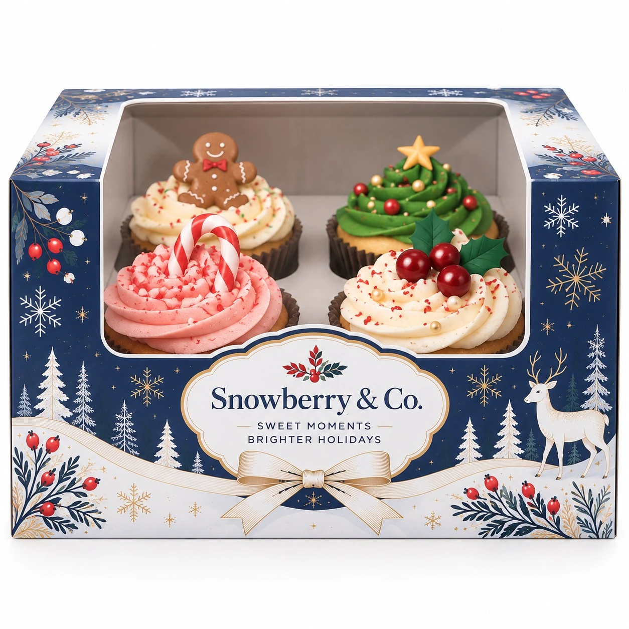 christmas cupcake boxes front view four pack