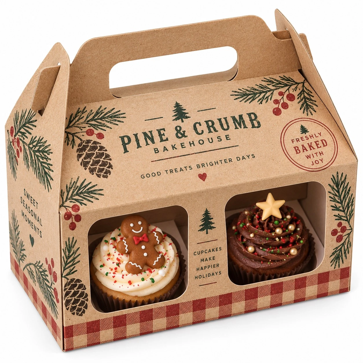 christmas cupcake boxes kraft gable carrier