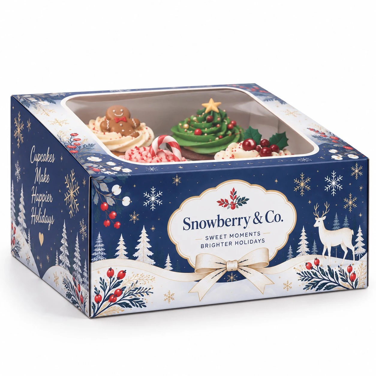 christmas cupcake boxes low angle holiday design