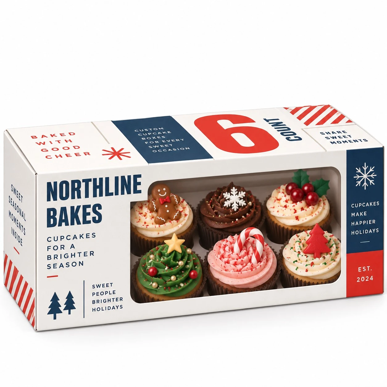 christmas cupcake boxes modern six pack window