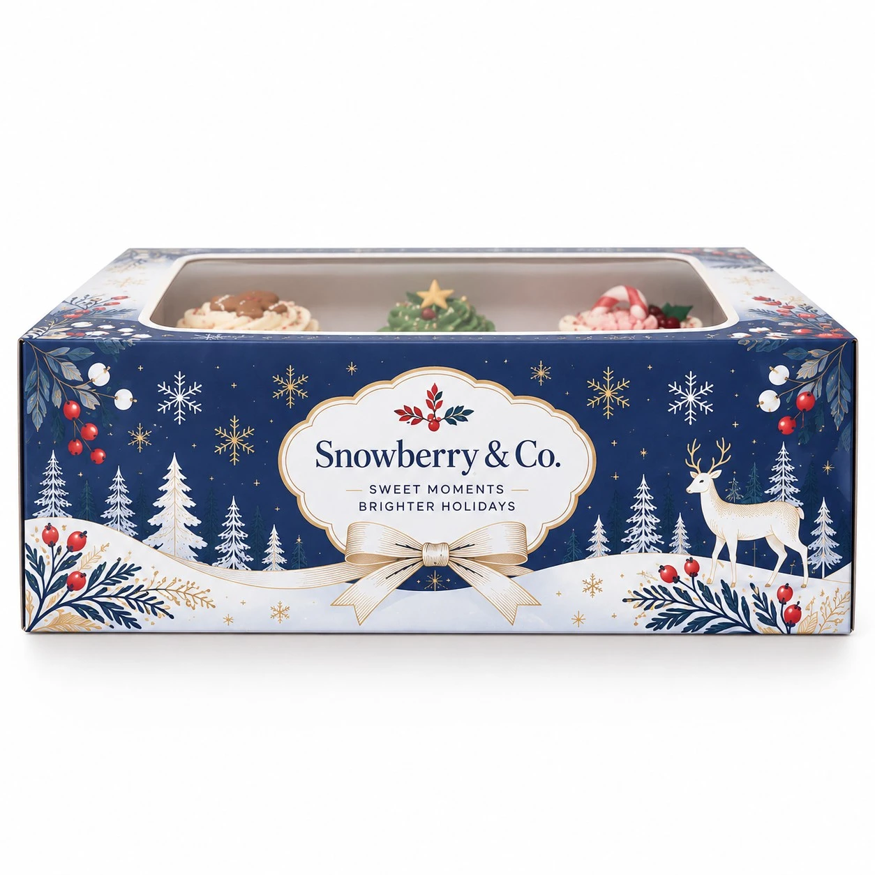 christmas cupcake boxes side profile window