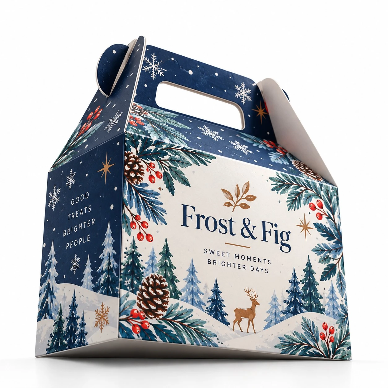 christmas favor boxes low angle handle view