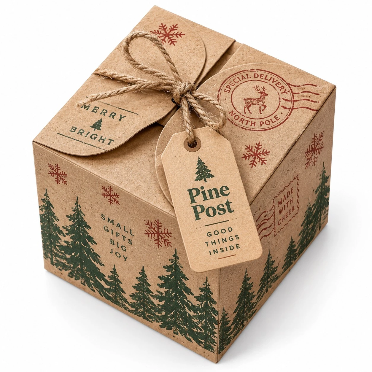 christmas favor boxes pine post kraft parcel