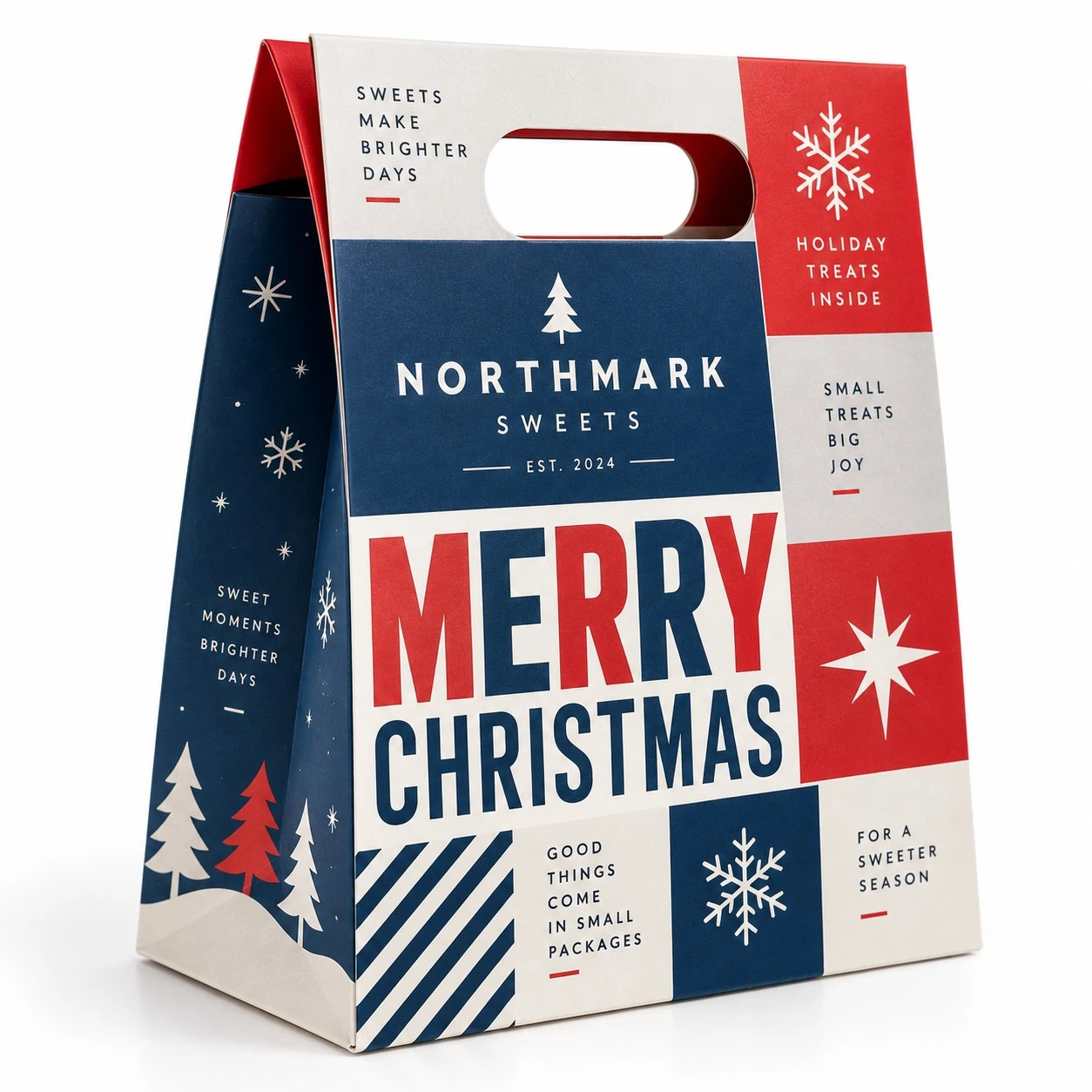 christmas mini treat bags grid handle bag