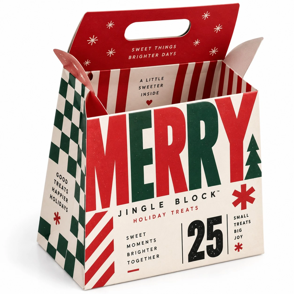 christmas mini treat bags open typography bag