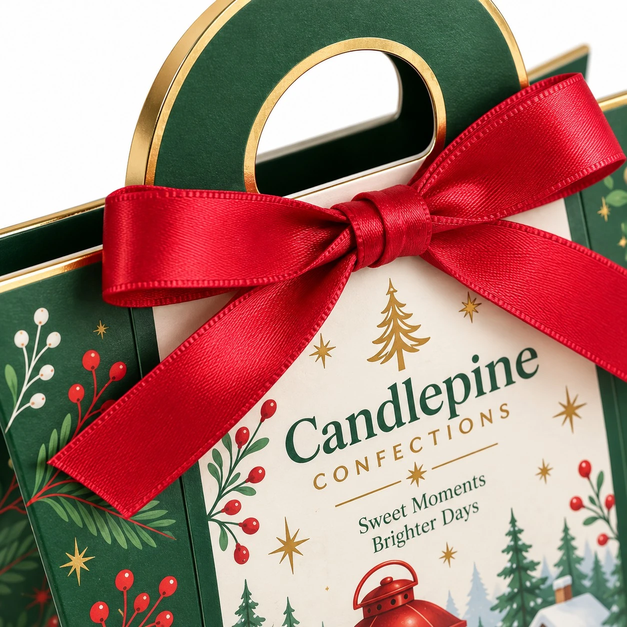 christmas mini treat bags ribbon handle detail