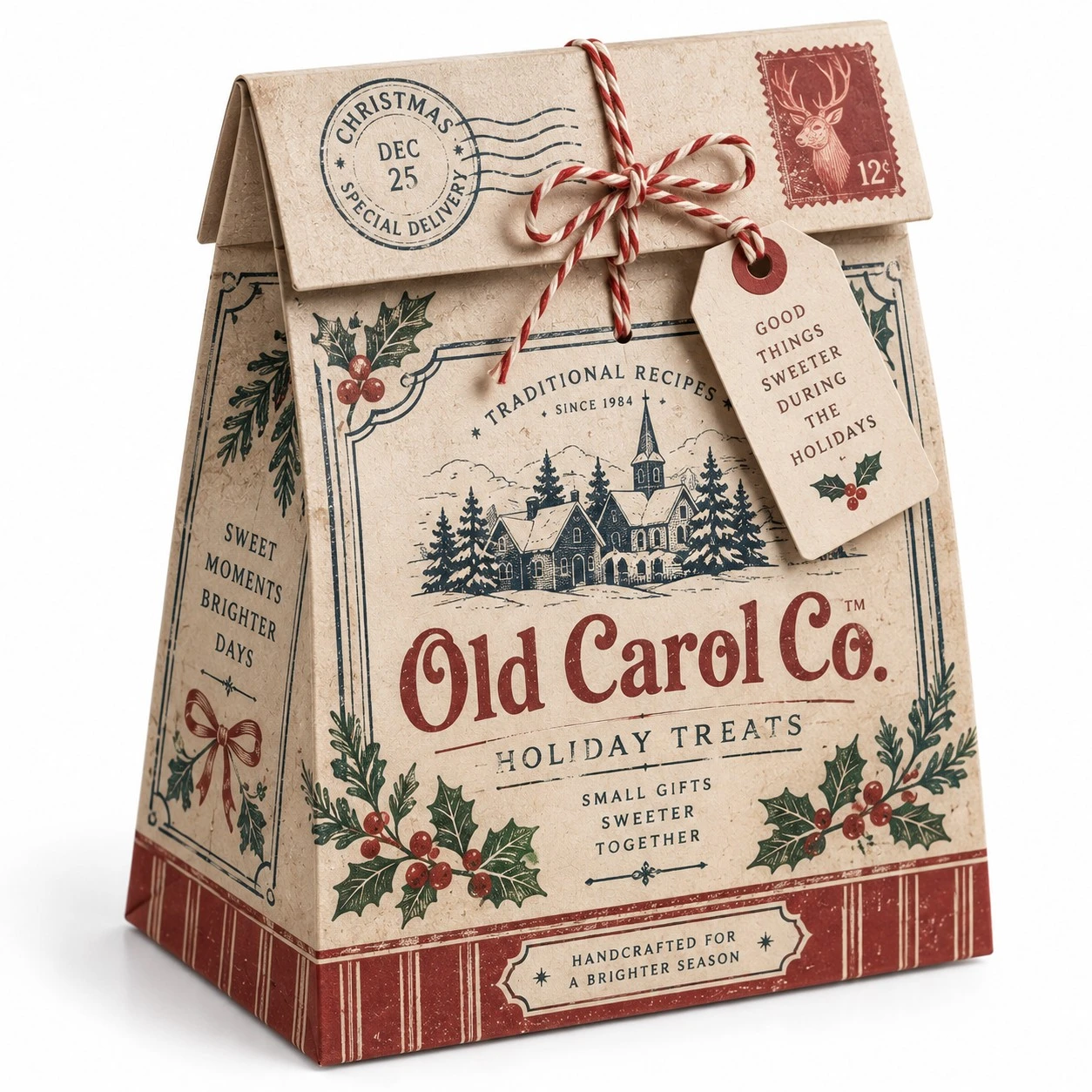 christmas mini treat bags vintage letterpress pouch
