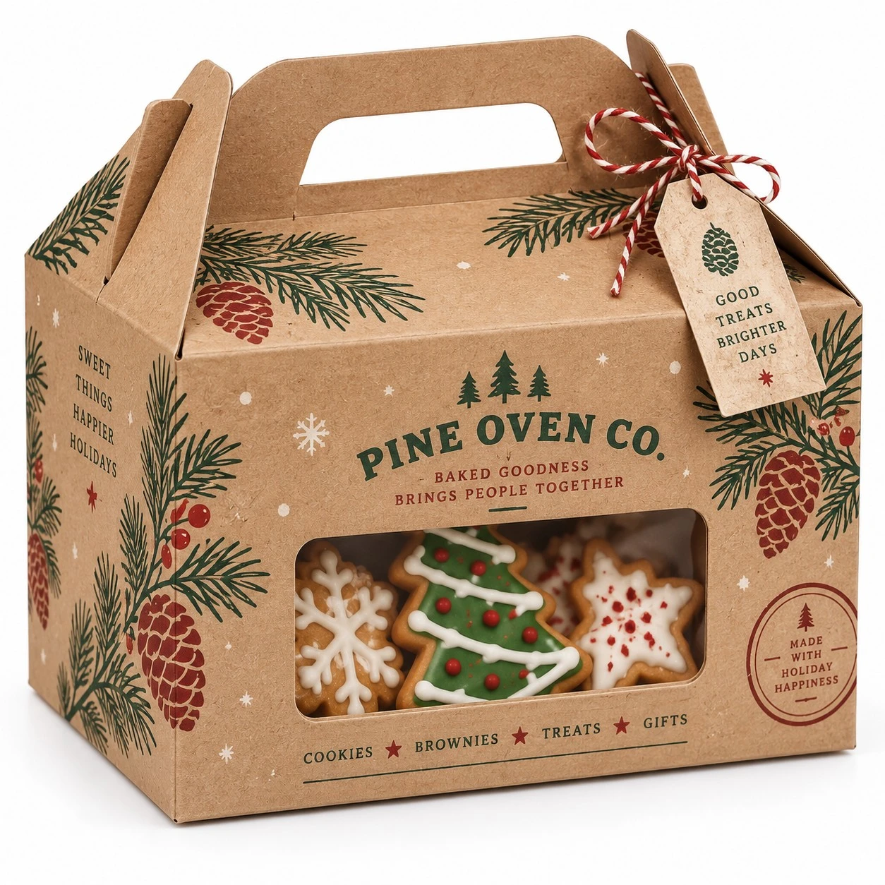 christmas treat boxes kraft gable window