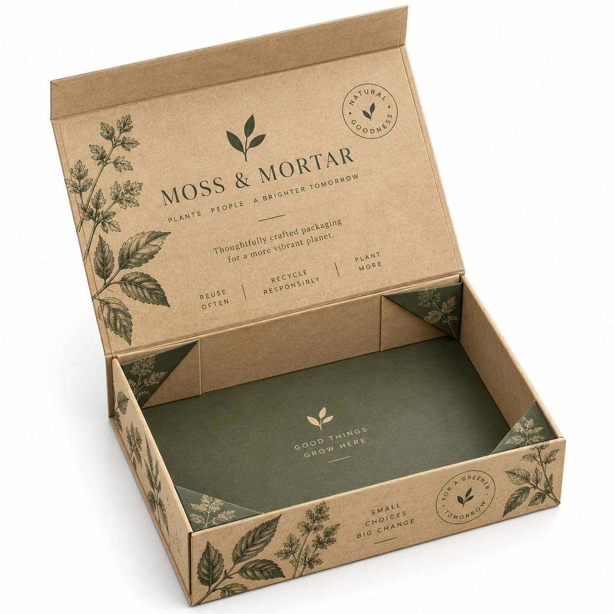 collapsible rigid boxes moss mortar kraft design.webp