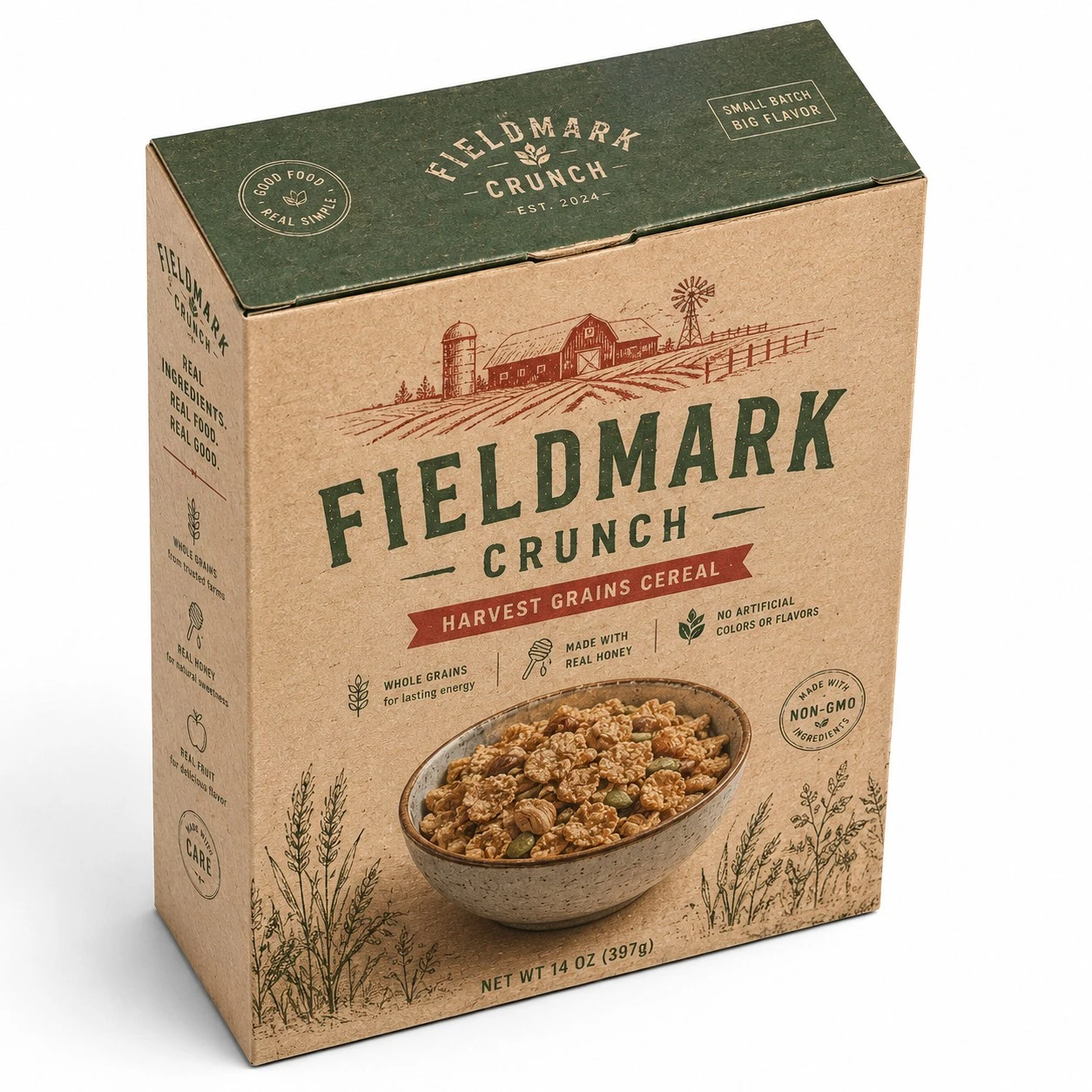 colorful cereal boxes fieldmark kraft rustic