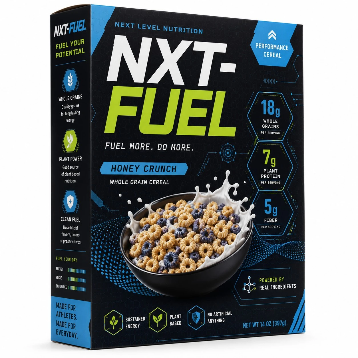 colorful cereal boxes nxt fuel tech