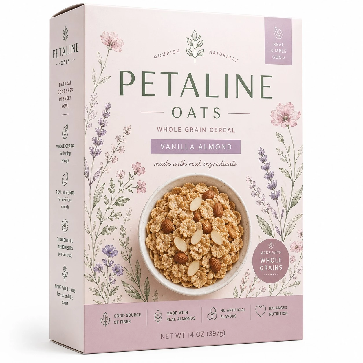 colorful cereal boxes pastel botanical