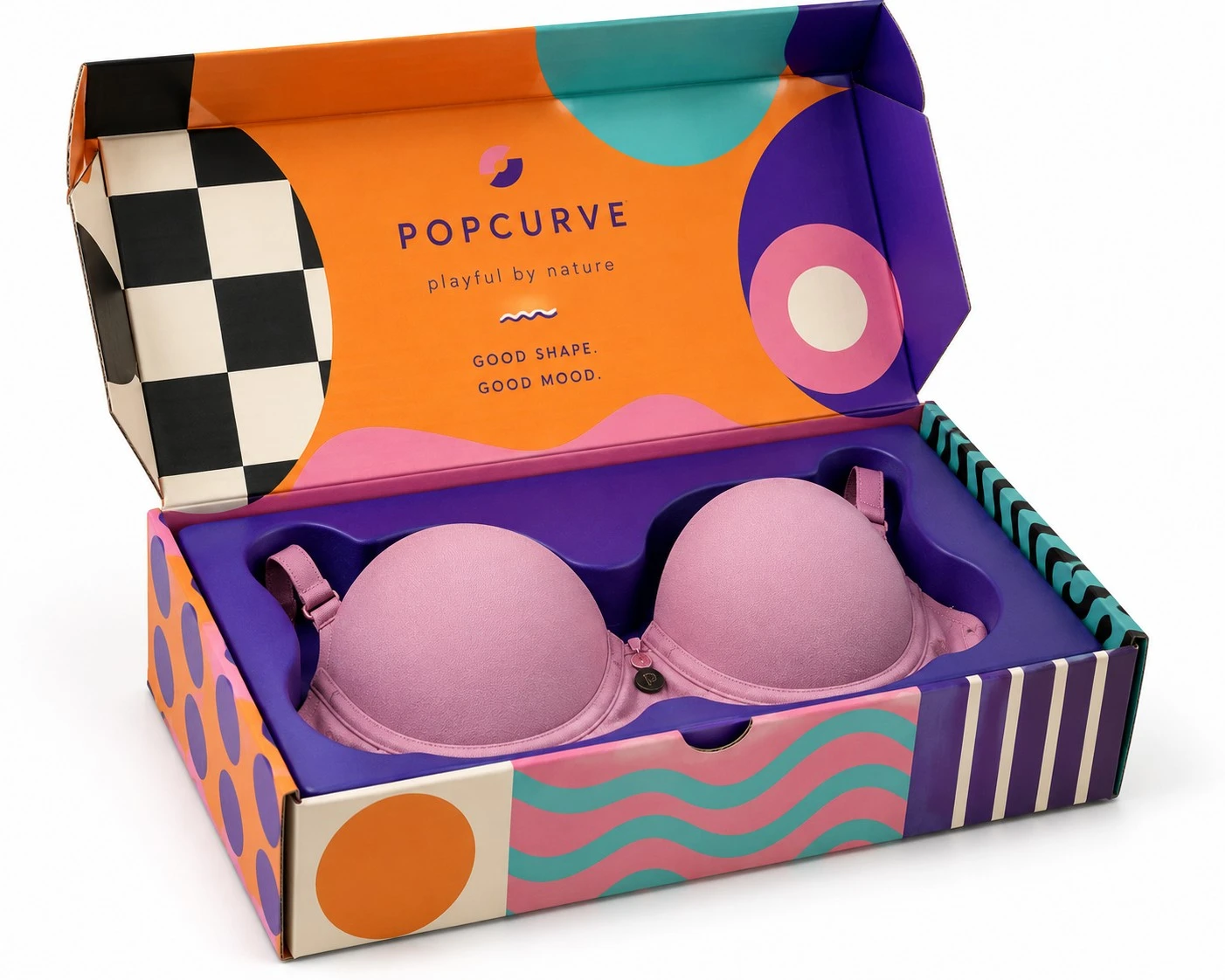 colorful custom bra gift box bold geometric design