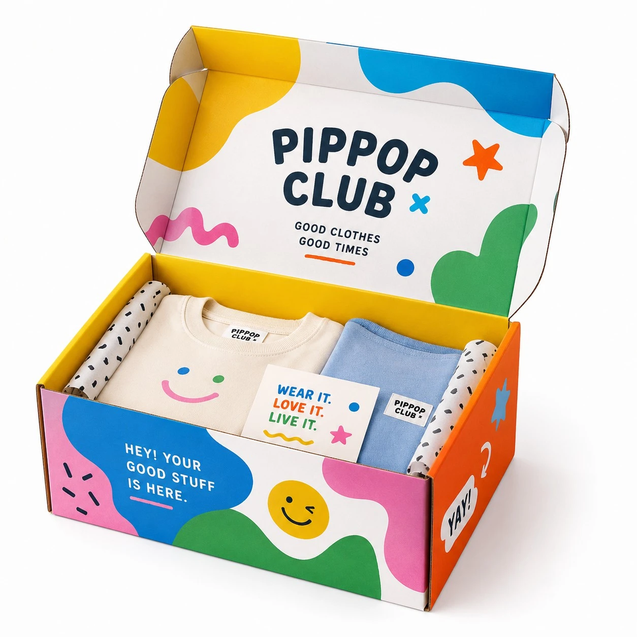 colorful custom clothing gift box open