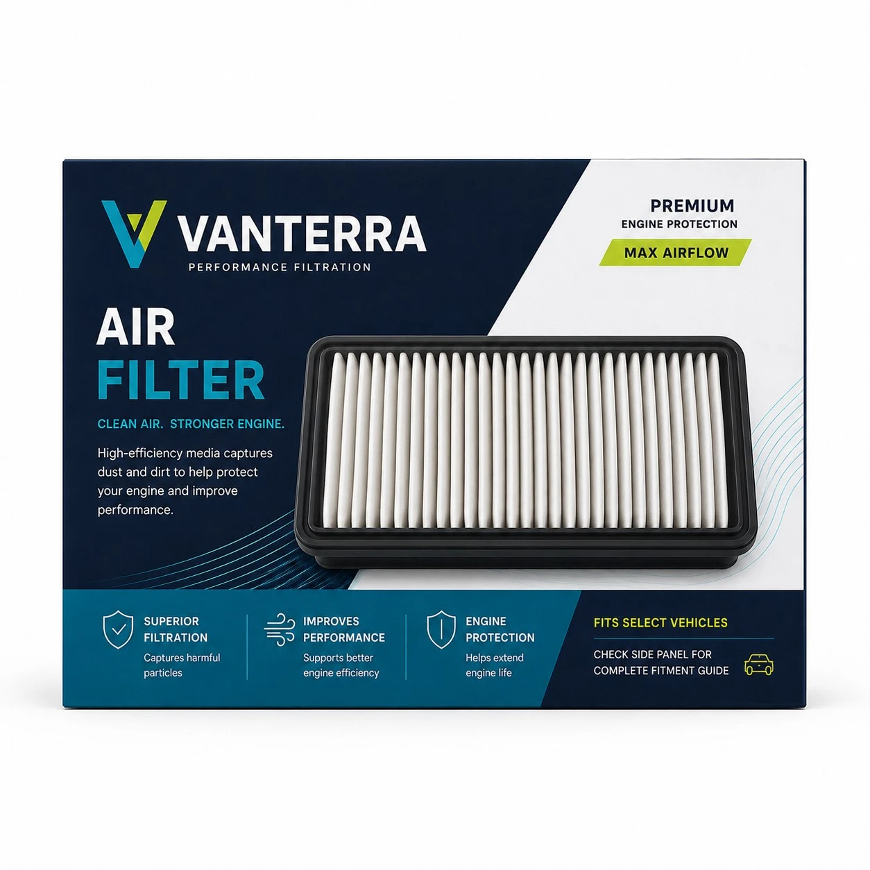 custom air filter packaging front view