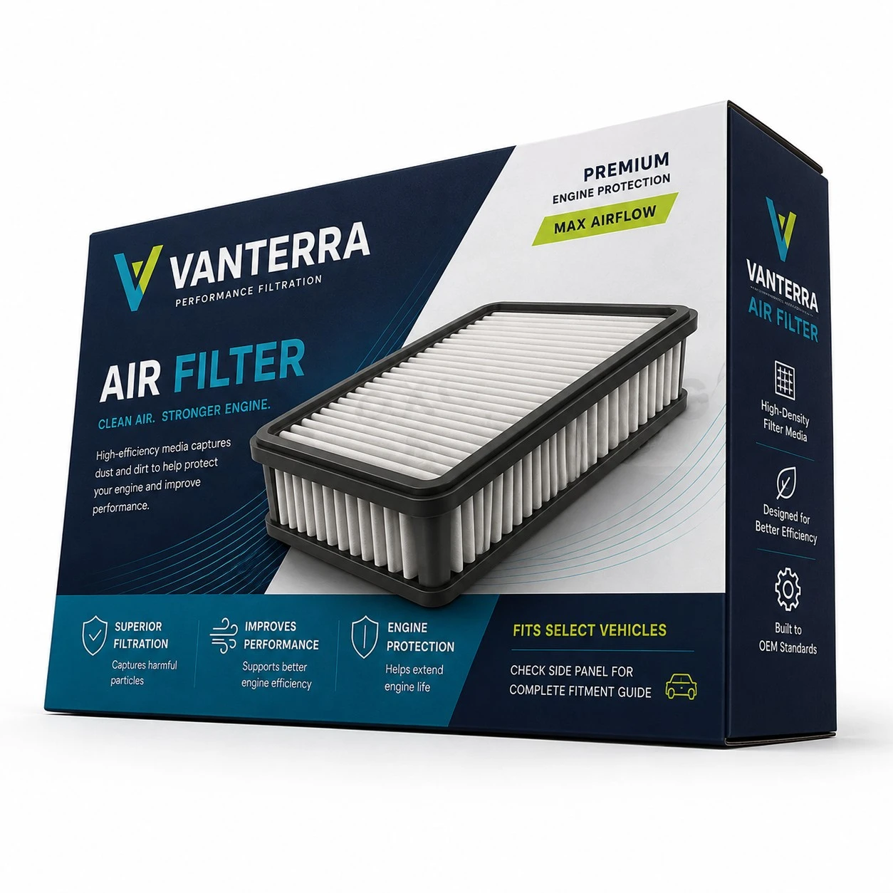 custom air filter packaging low angle