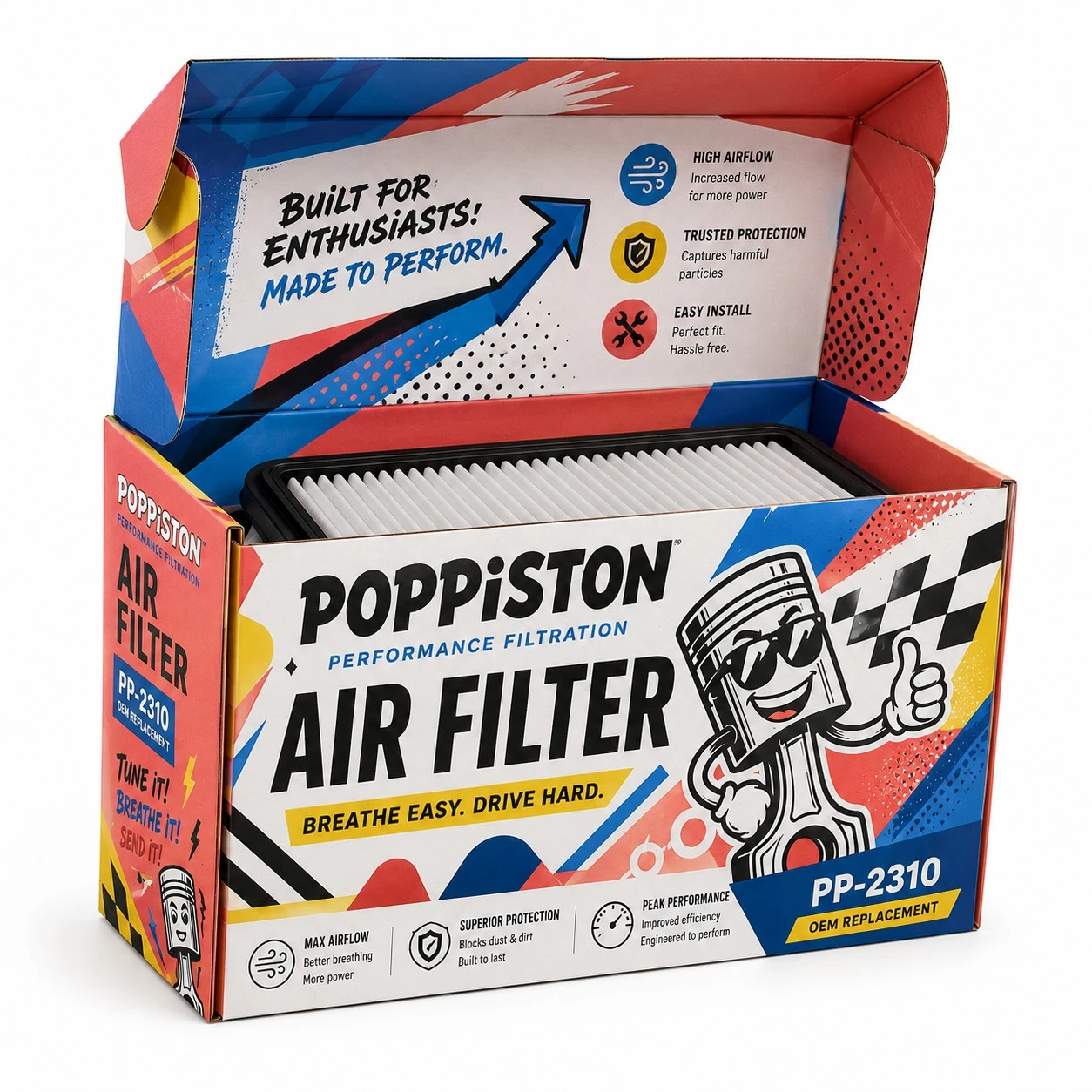 custom air filter packaging poppiston unboxing