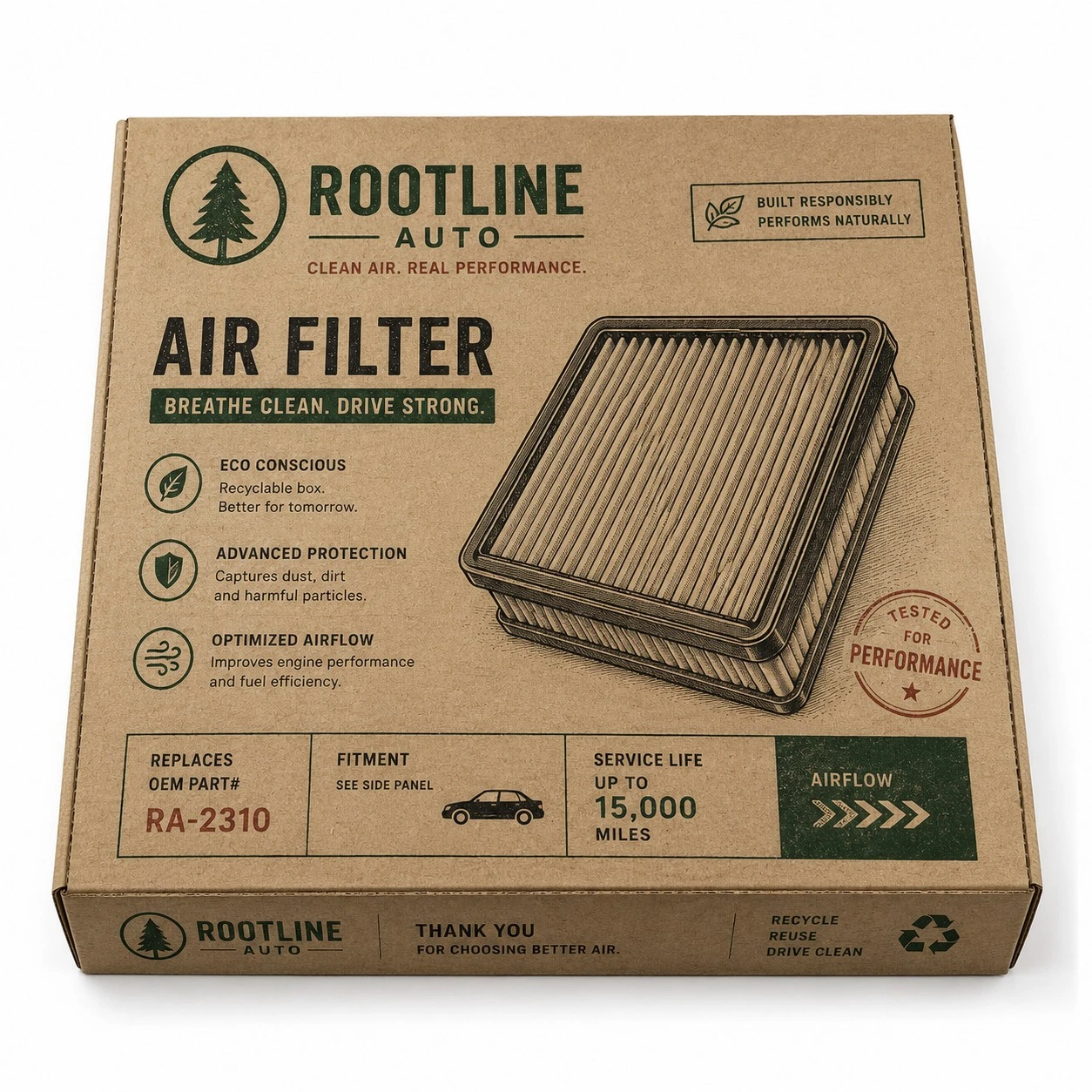 custom air filter packaging rootline kraft