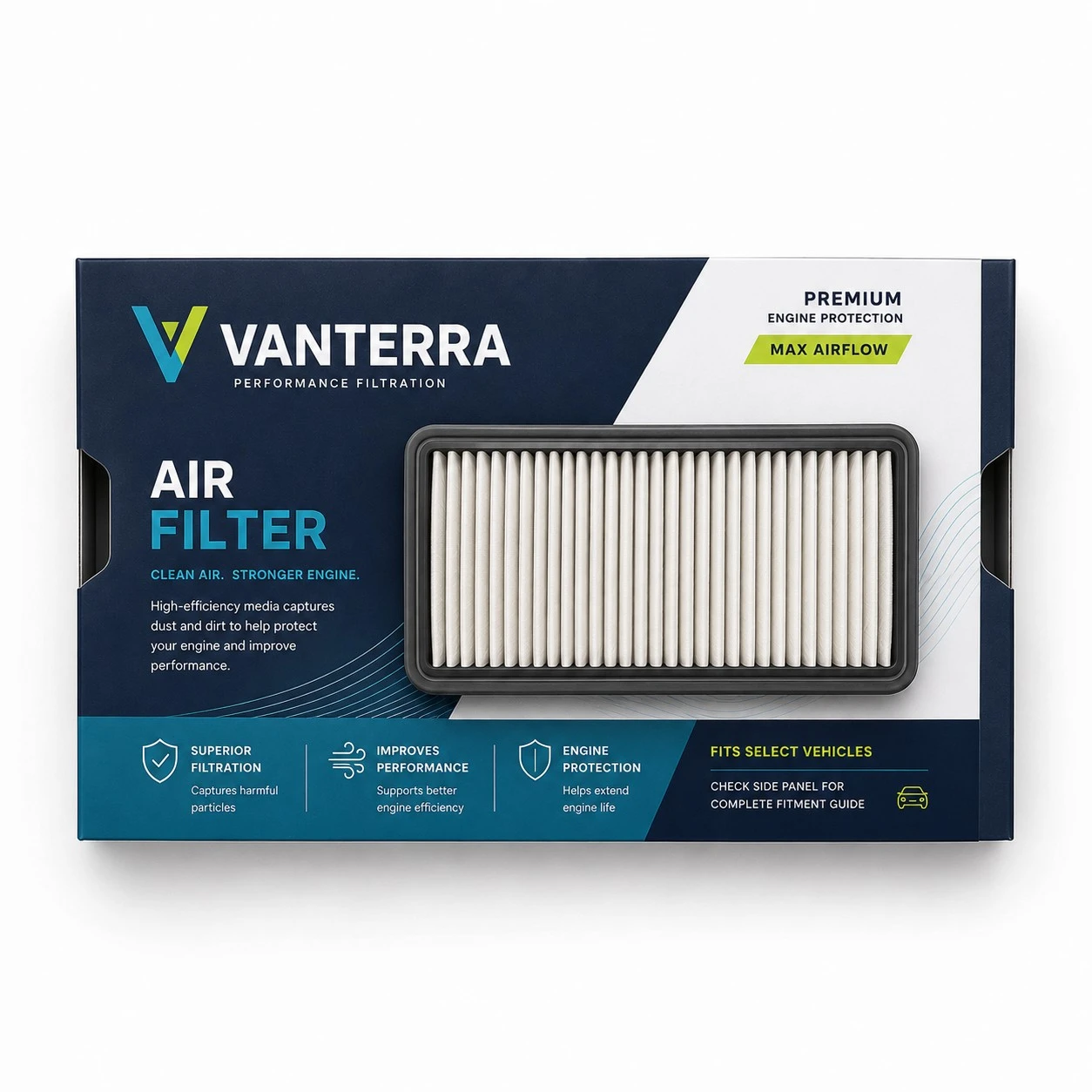 custom air filter packaging top down view