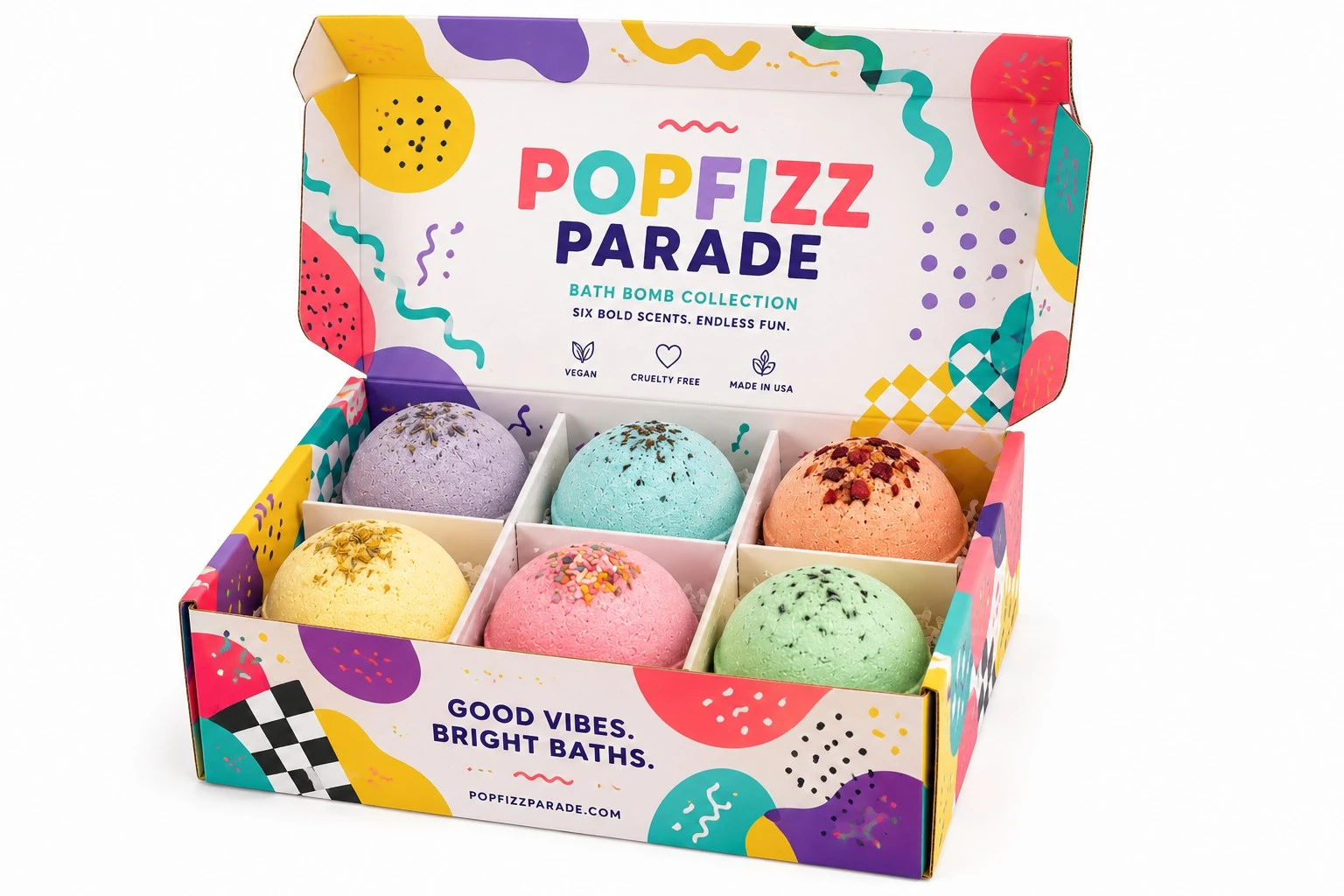 custom bath bomb boxes colorful six pack