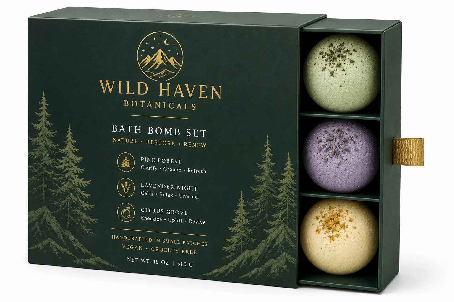 custom bath bomb boxes green drawer gift set