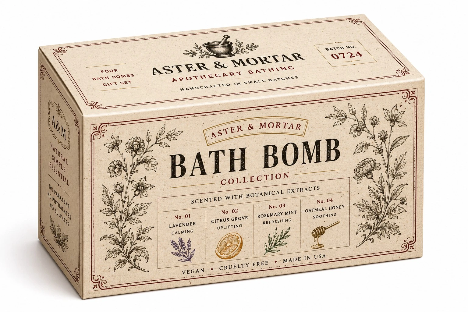 custom bath bomb boxes vintage apothecary