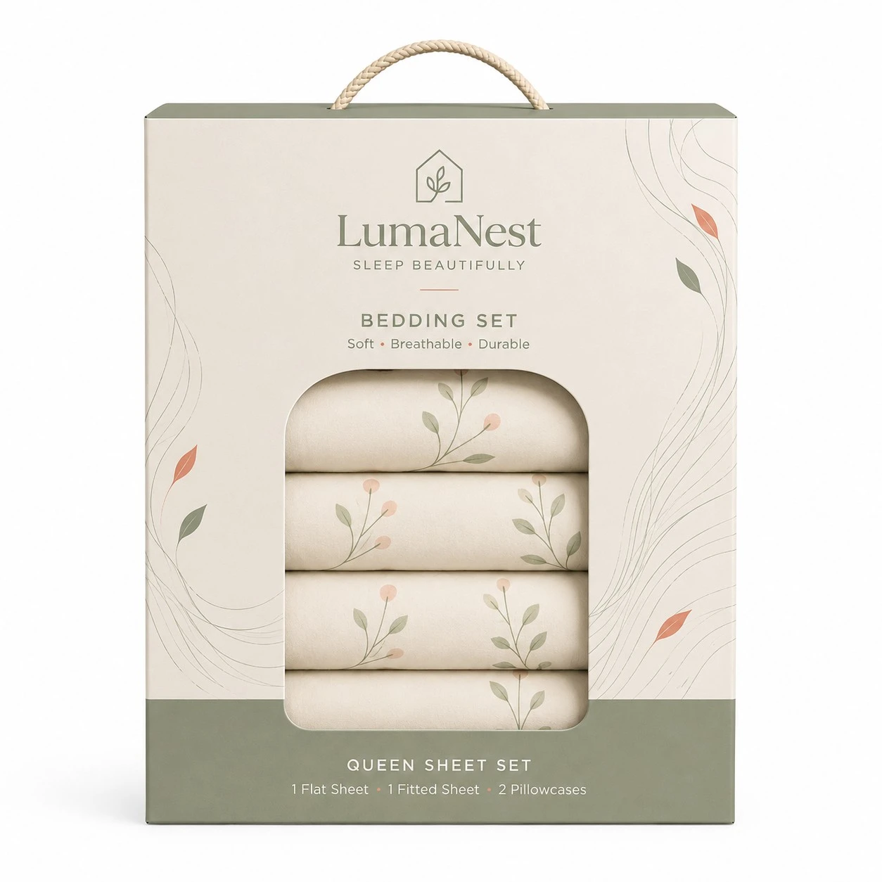 custom bedding packaging box front view
