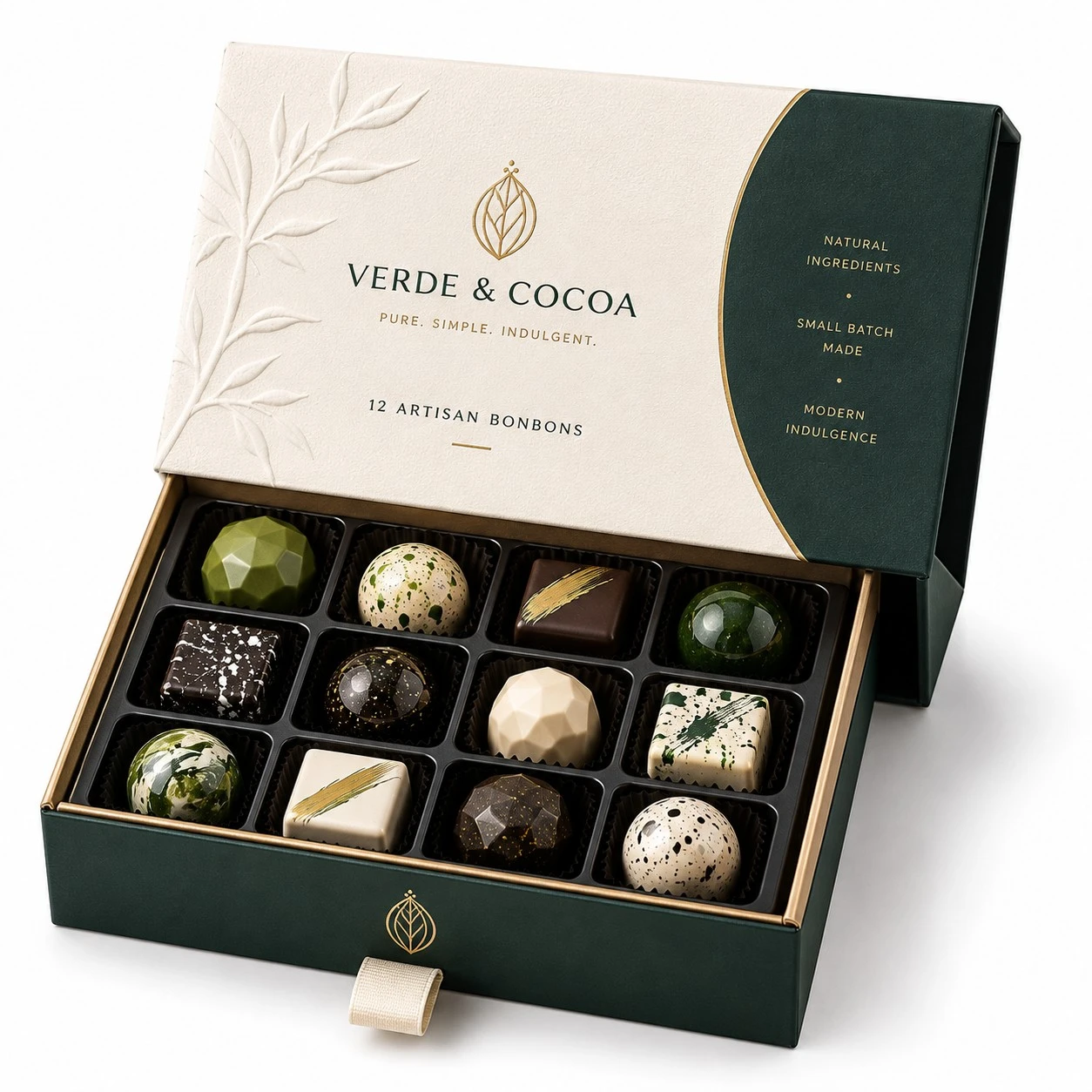 custom bonbon boxes ivory green drawer