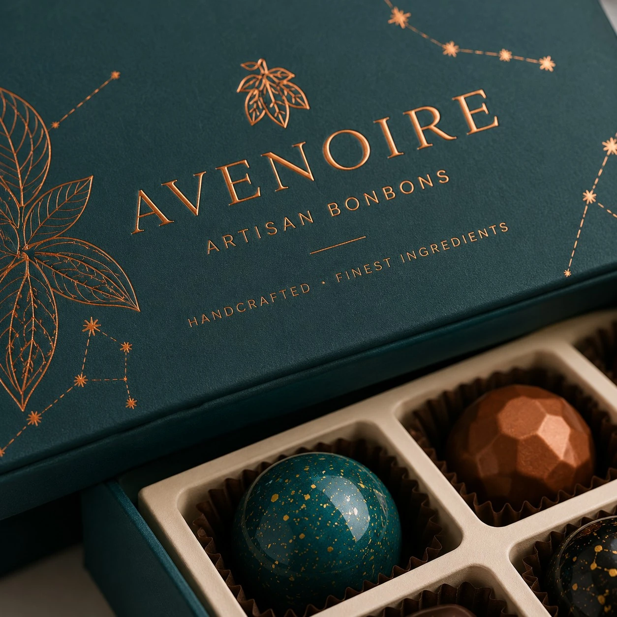 custom bonbon boxes macro brand detail
