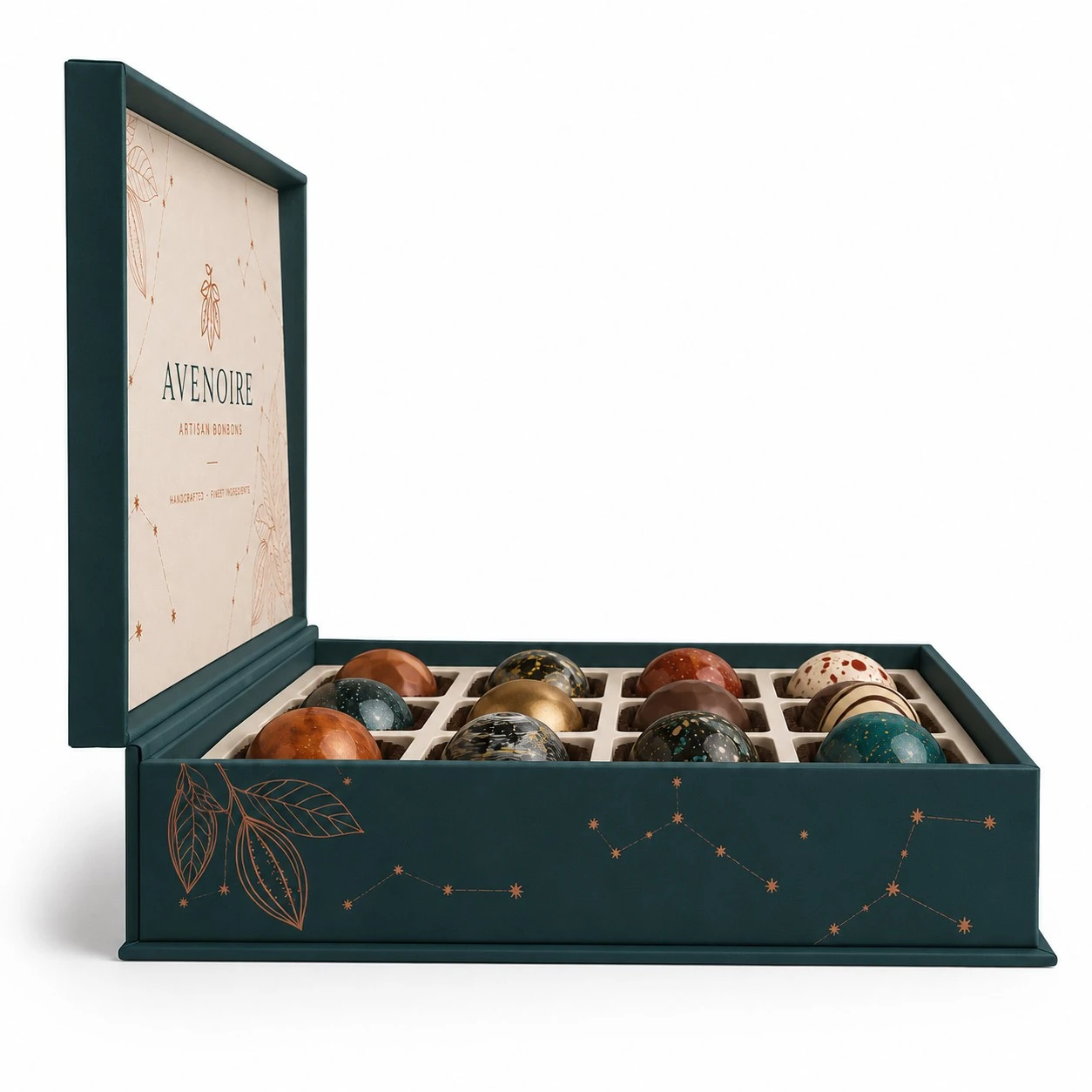 custom bonbon boxes side profile open
