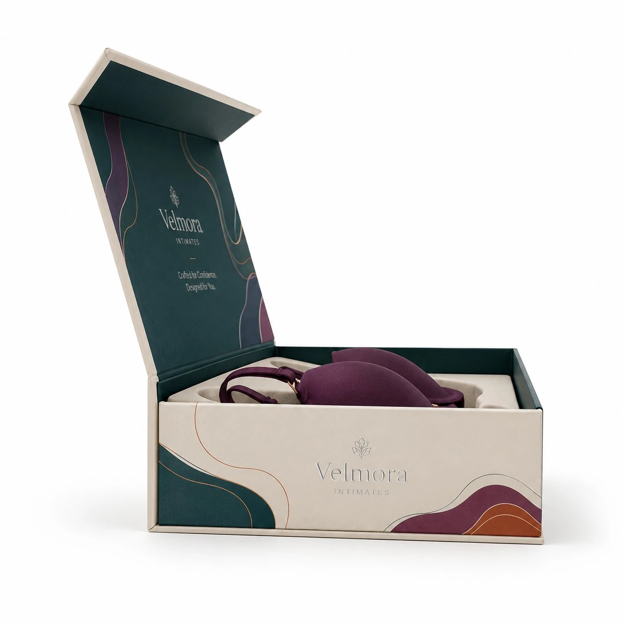 custom bra boxes side profile hinged rigid box
