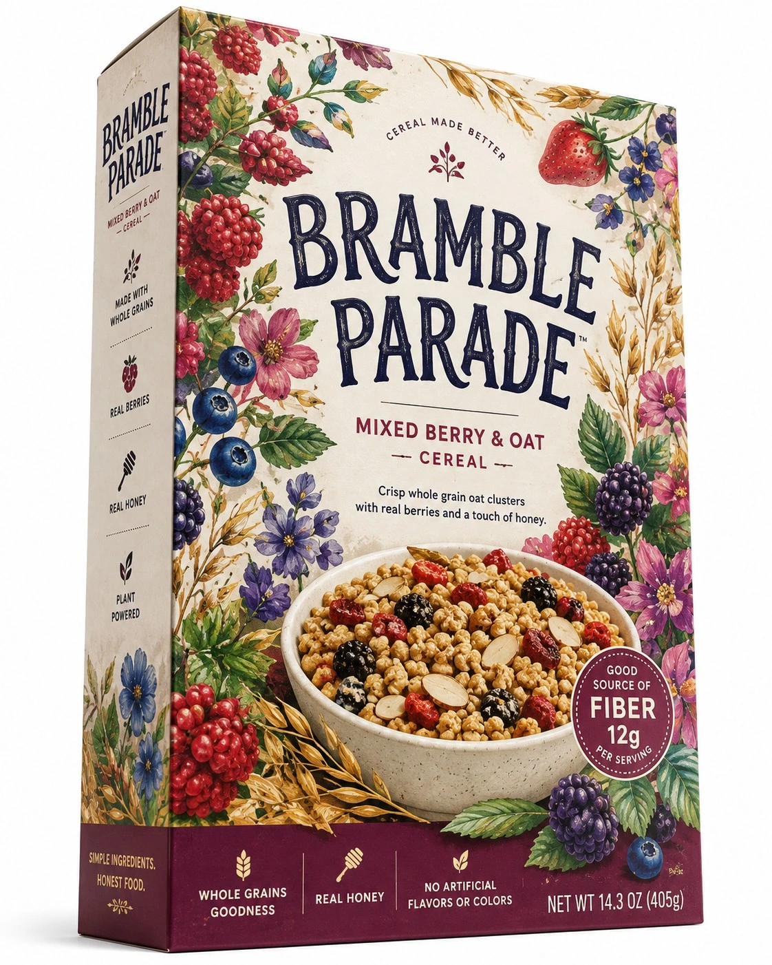 custom breakfast cereal box bramble parade illustrated