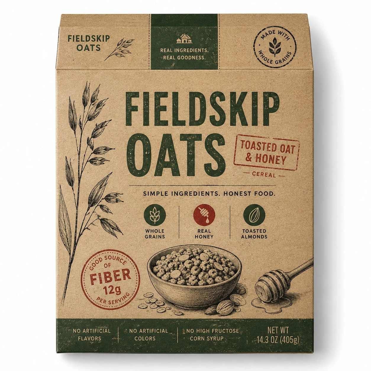 custom breakfast cereal box fieldskip oats kraft