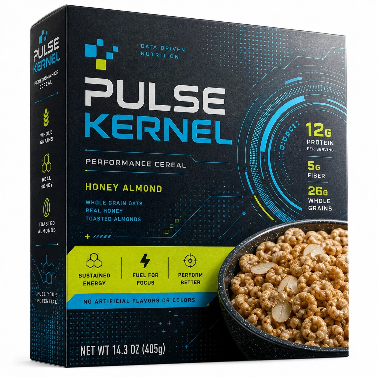 custom breakfast cereal box pulse kernel tech