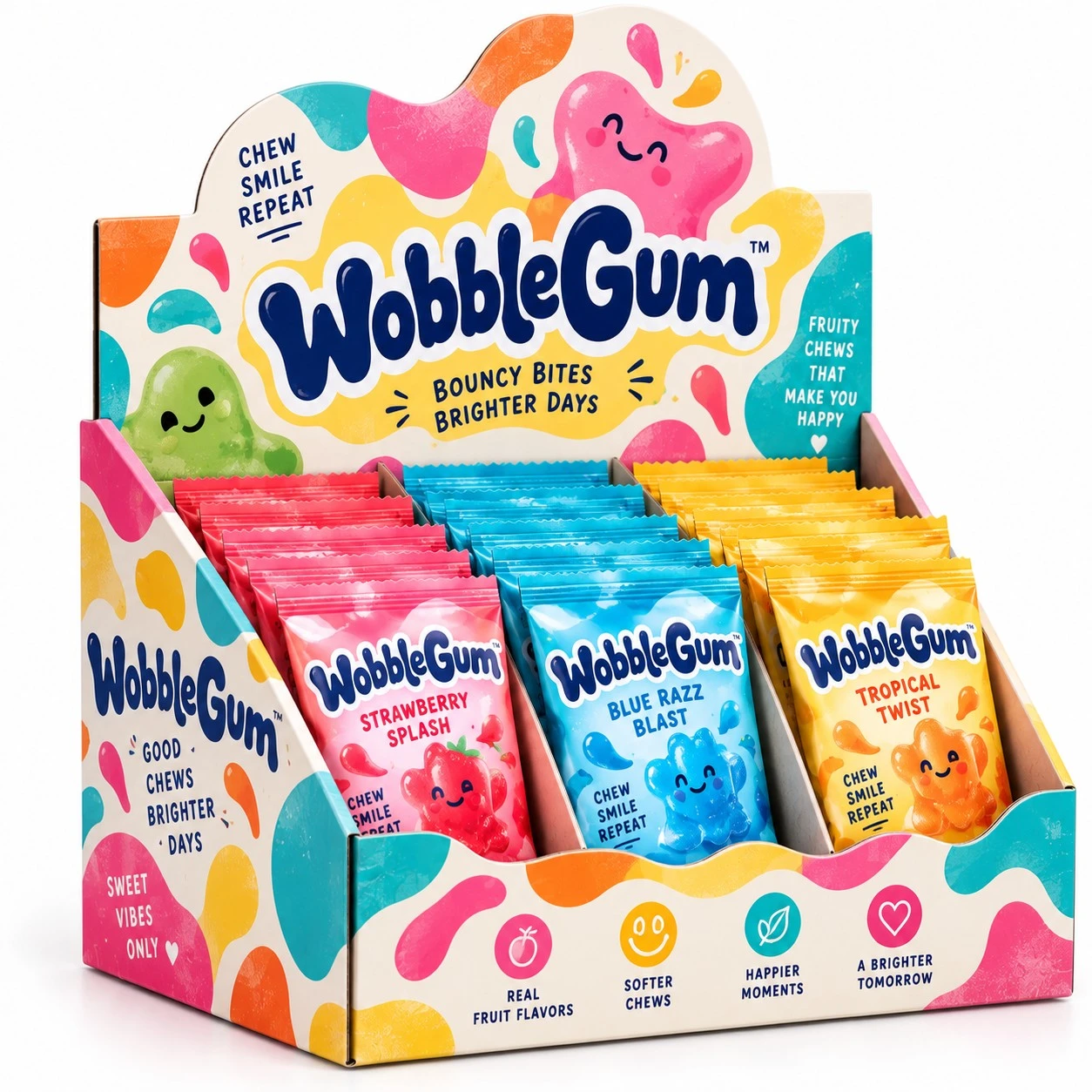 custom candy display box playful wobblegum