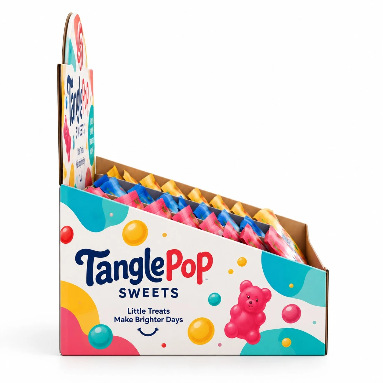 custom candy display box side profile